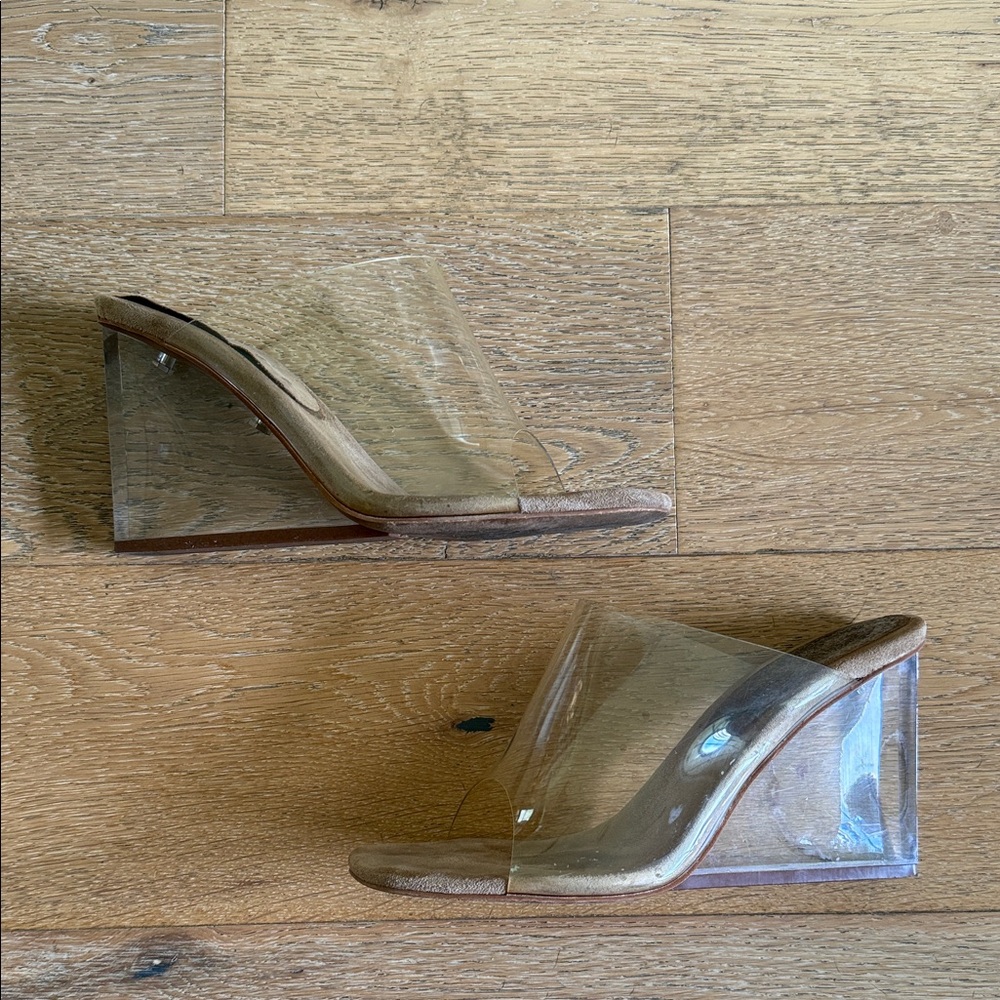 Jeffrey Campbell Clear PVC Wedge Slide Sandals - Transparent